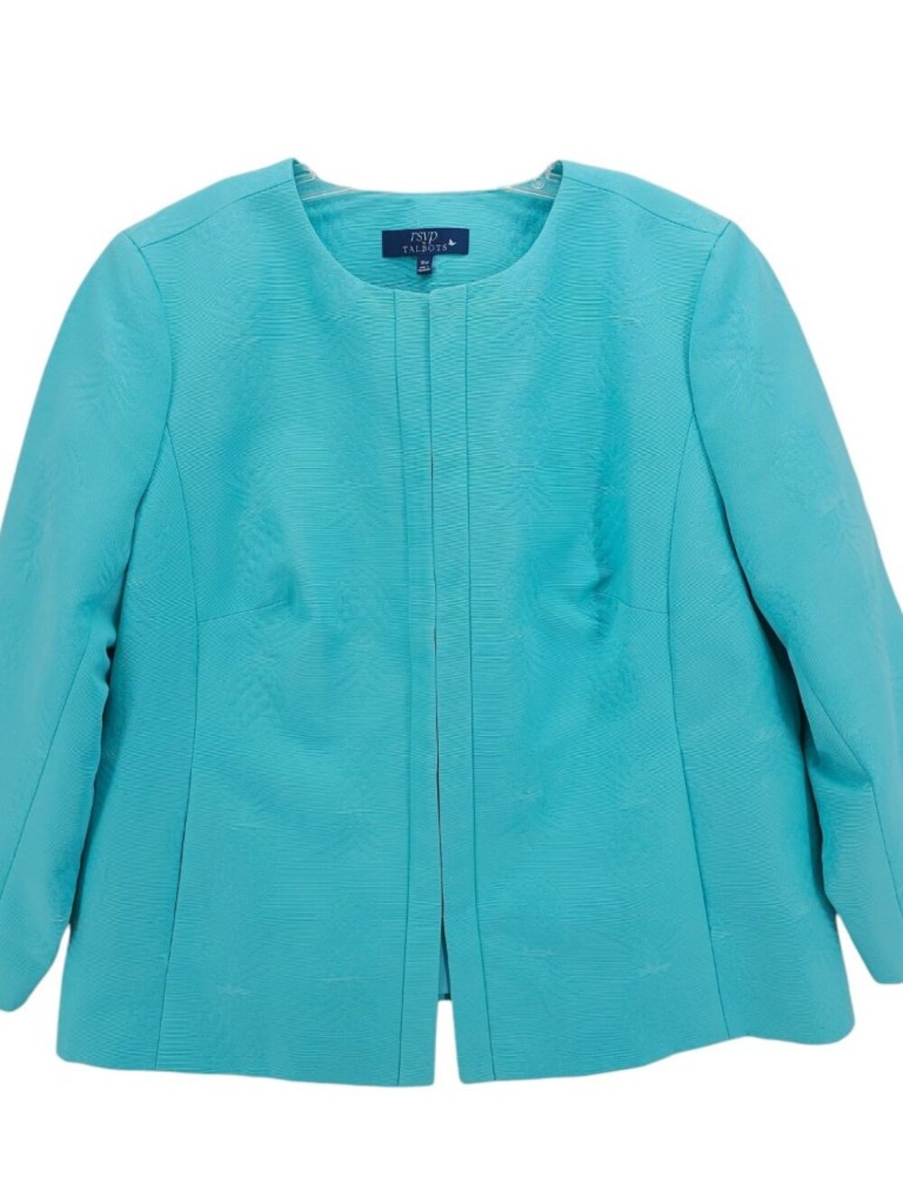 TALBOTS RSVP Blazer Jacket Pineapple Embossed Textured Turquoise Blue Size 16W